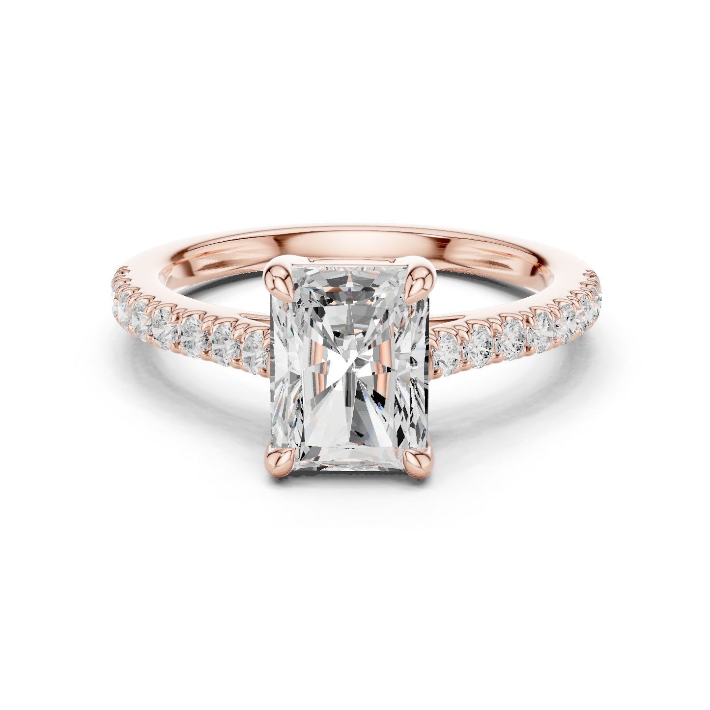 Emerald Lab Grown Diamond Pave Engagement Ring