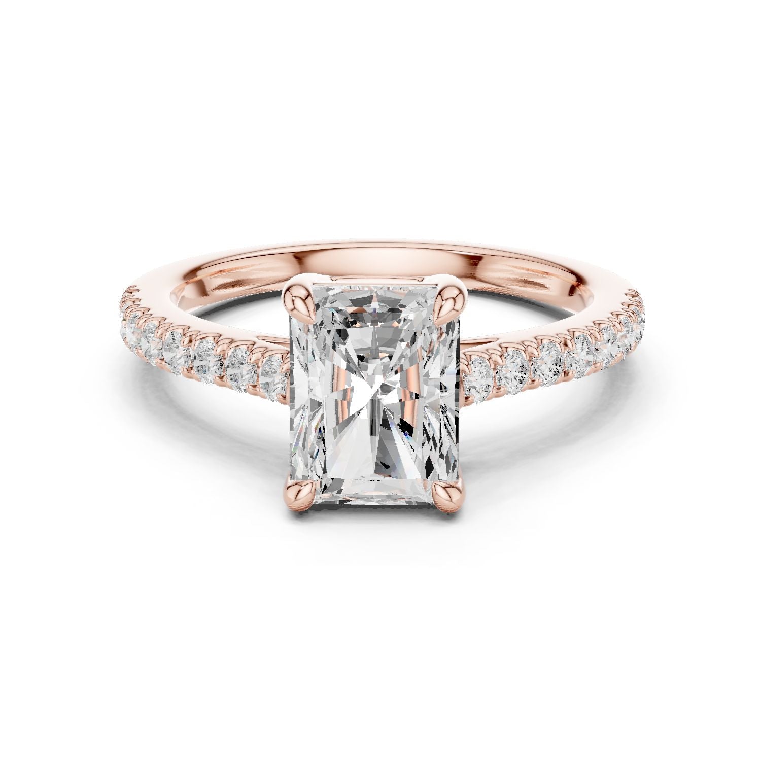 Emerald Lab Grown Diamond Pave Engagement Ring
