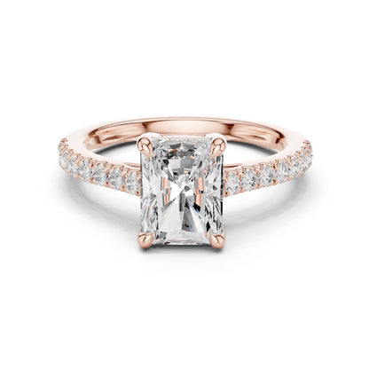 Emerald Lab Grown Diamond Pave Engagement Ring