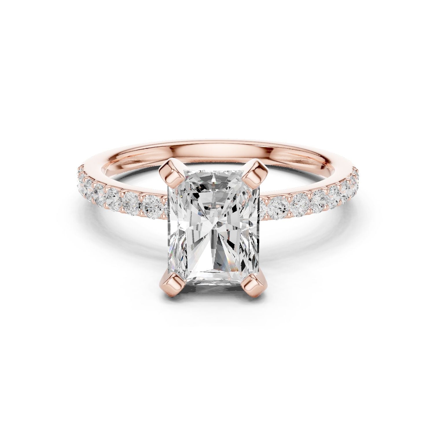 Emerald Lab Grown Diamond Pave Engagement Ring