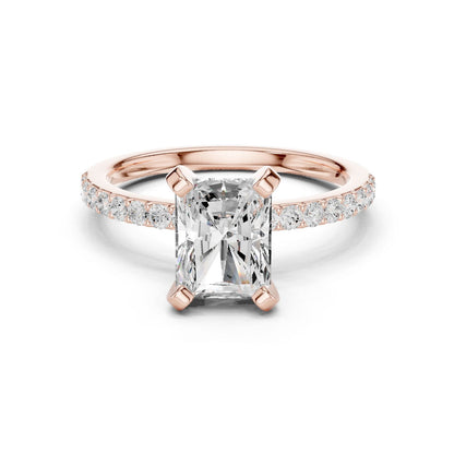 Emerald Lab Grown Diamond Pave Engagement Ring