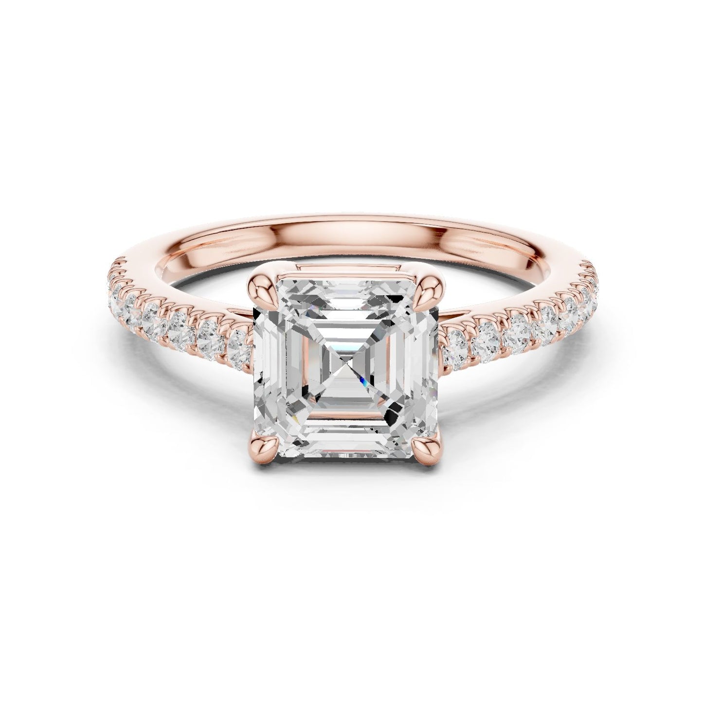 Emerald Lab Grown Diamond Pave Engagement Ring