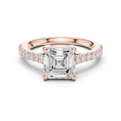 Emerald Lab Grown Diamond Pave Engagement Ring