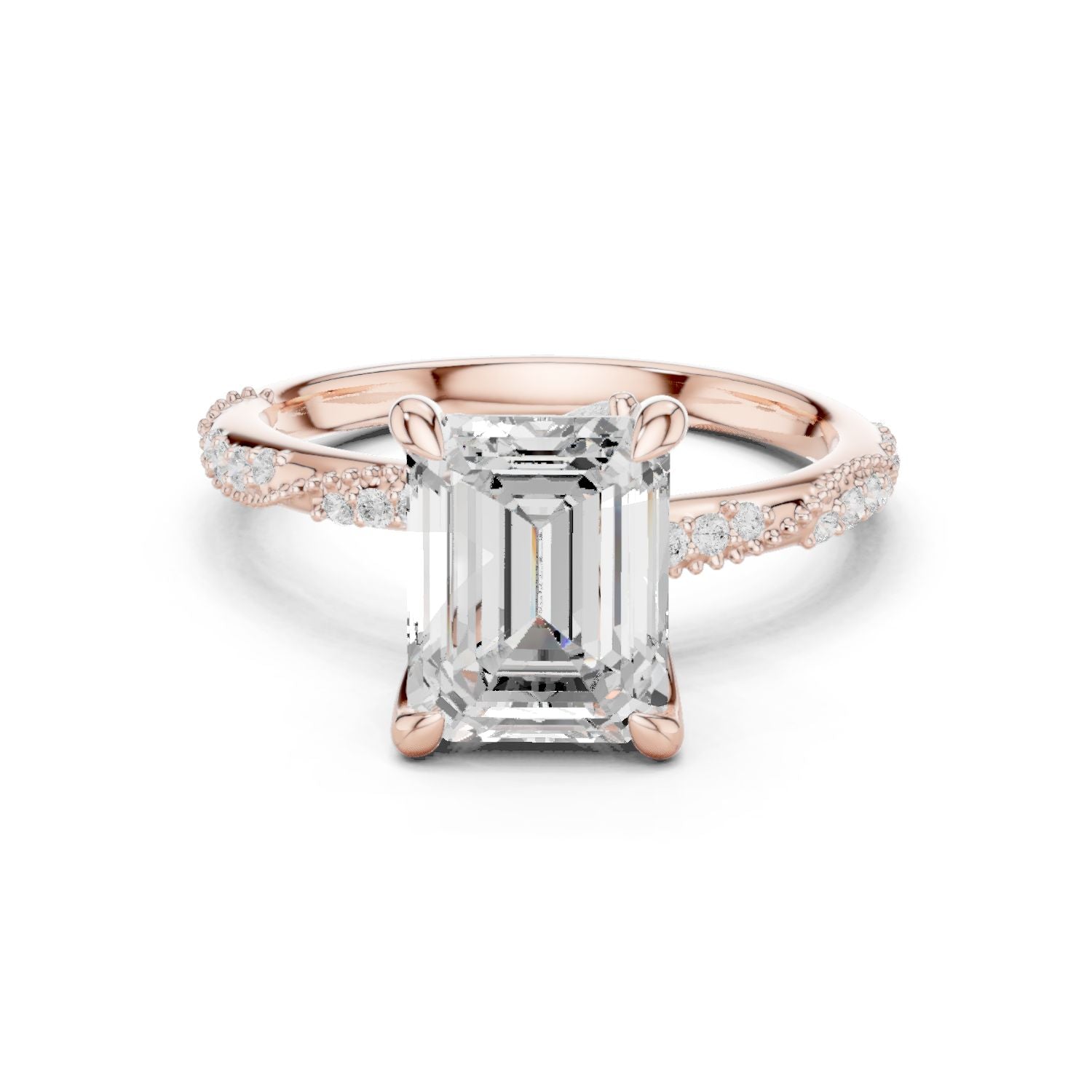 Emerald Lab Grown Diamond Pave Engagement Ring