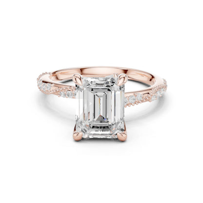 Emerald Lab Grown Diamond Pave Engagement Ring
