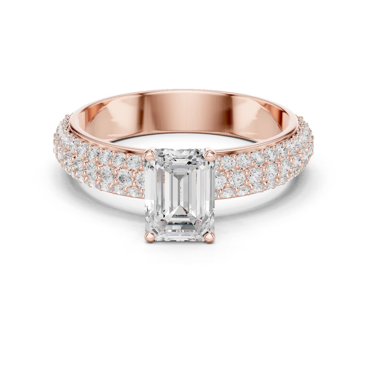 Emerald Lab Grown Diamond Pave Engagement Ring