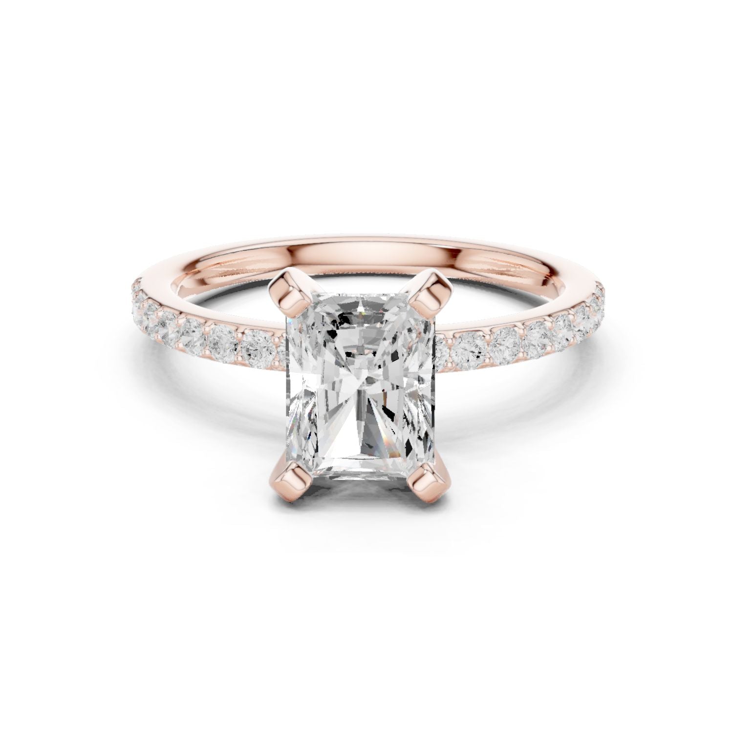 Emerald Lab Grown Diamond Pave Engagement Ring
