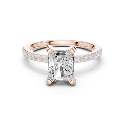 Emerald Lab Grown Diamond Pave Engagement Ring