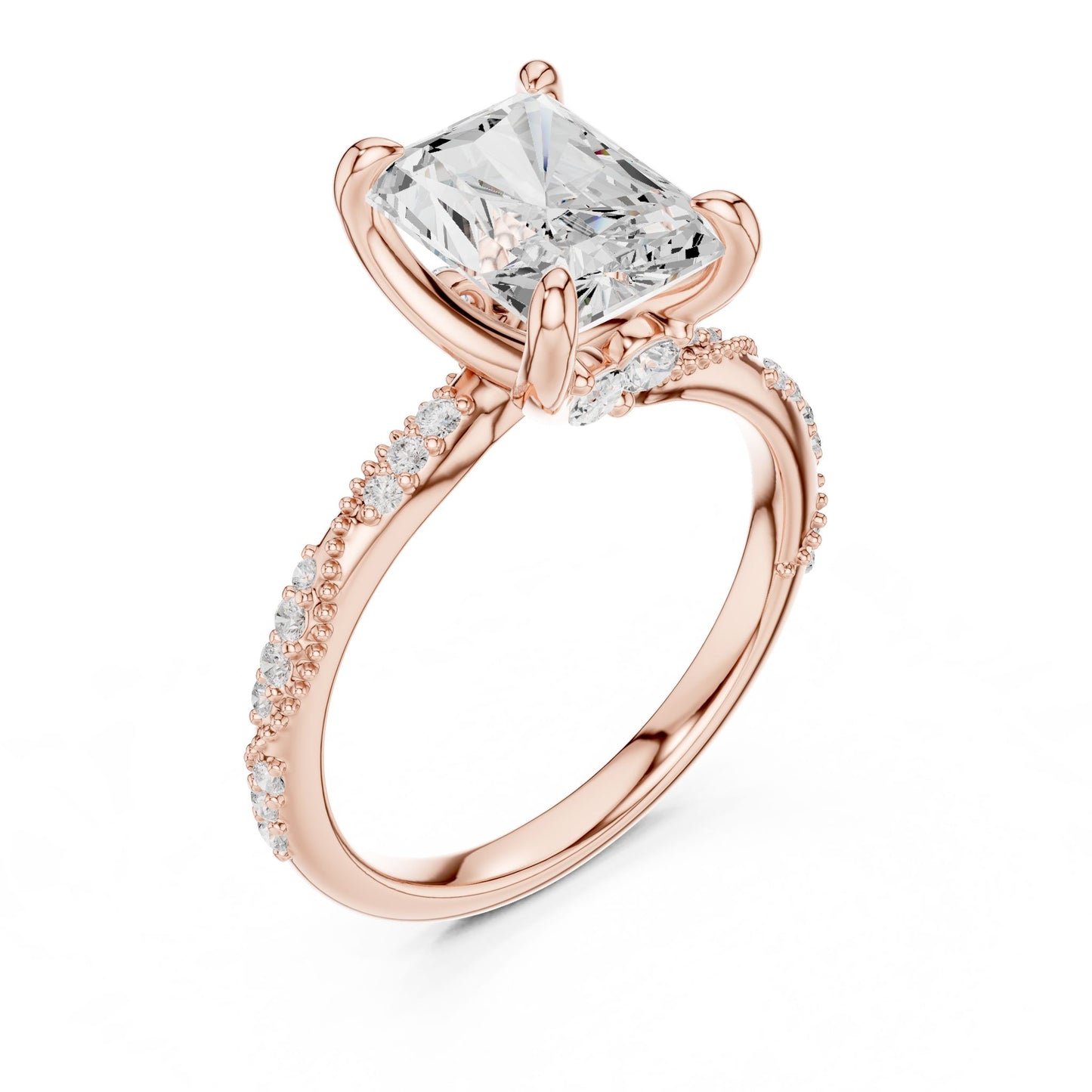 Emerald Lab Grown Diamond Pave Engagement Ring