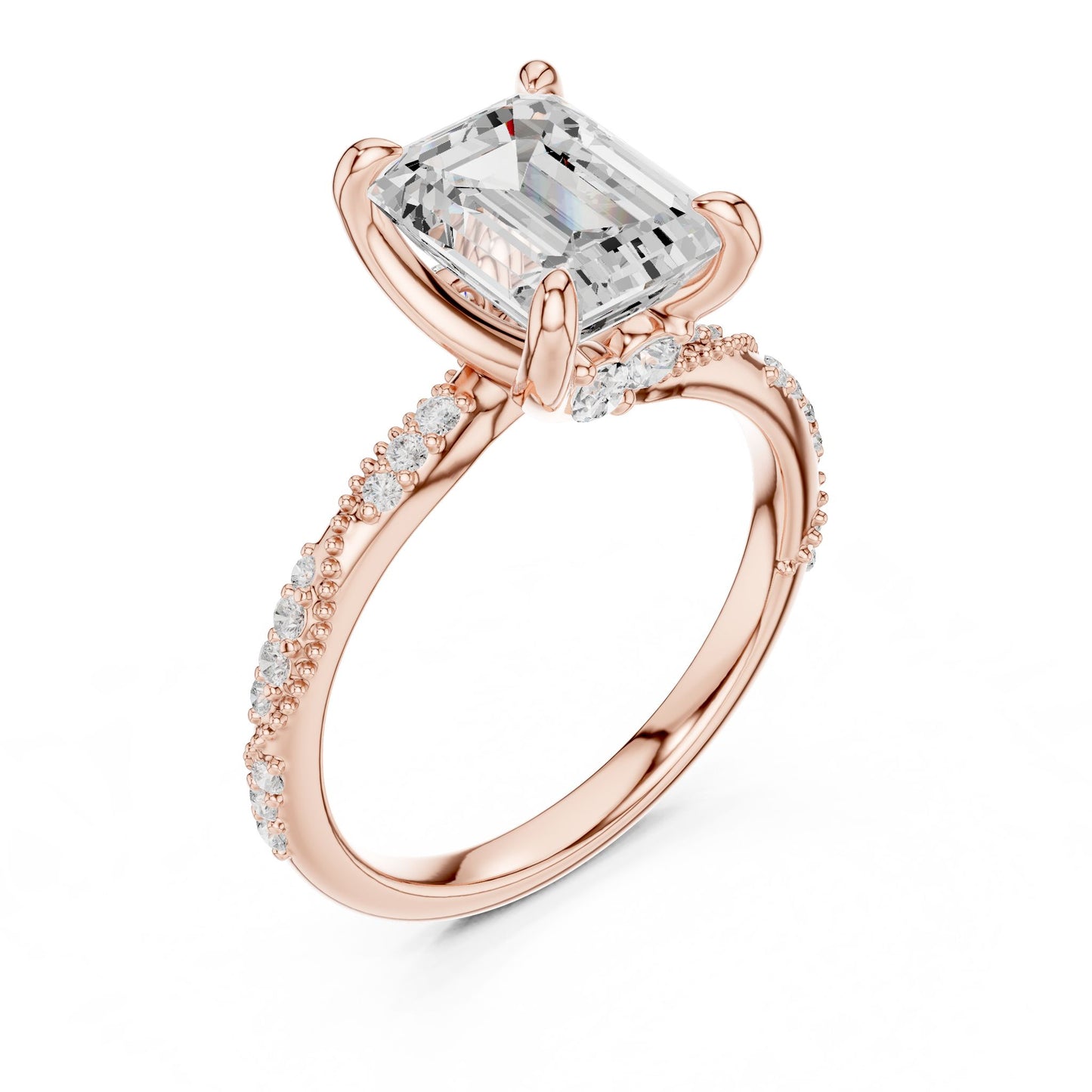 Emerald Lab Grown Diamond Pave Engagement Ring