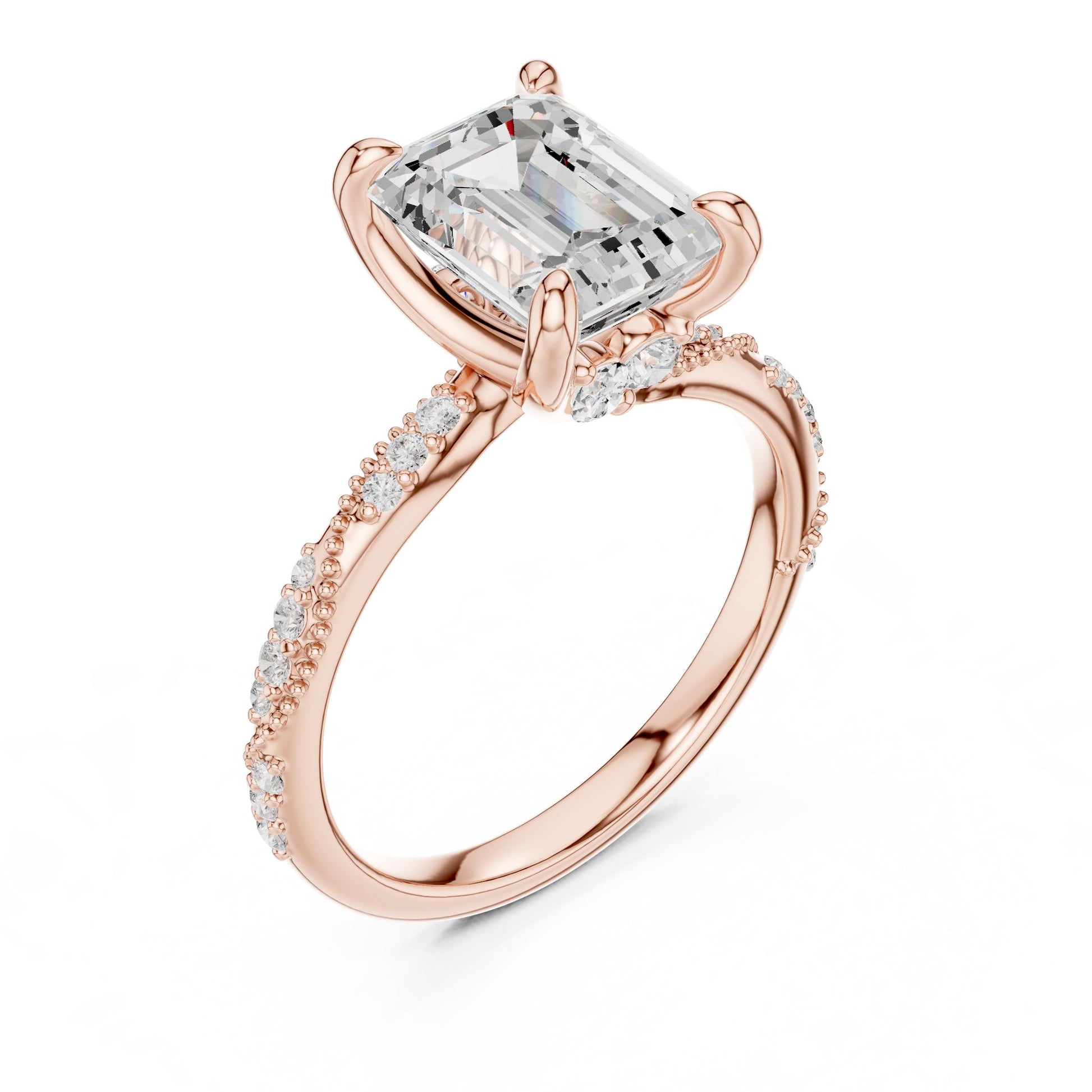 Emerald Lab Grown Diamond Pave Engagement Ring