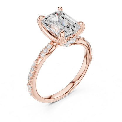 Emerald Lab Grown Diamond Pave Engagement Ring