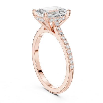 Emerald Lab Grown Diamond Pave Engagement Ring