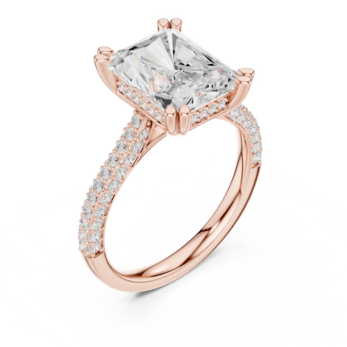 Emerald Lab Grown Diamond Pave Engagement Ring