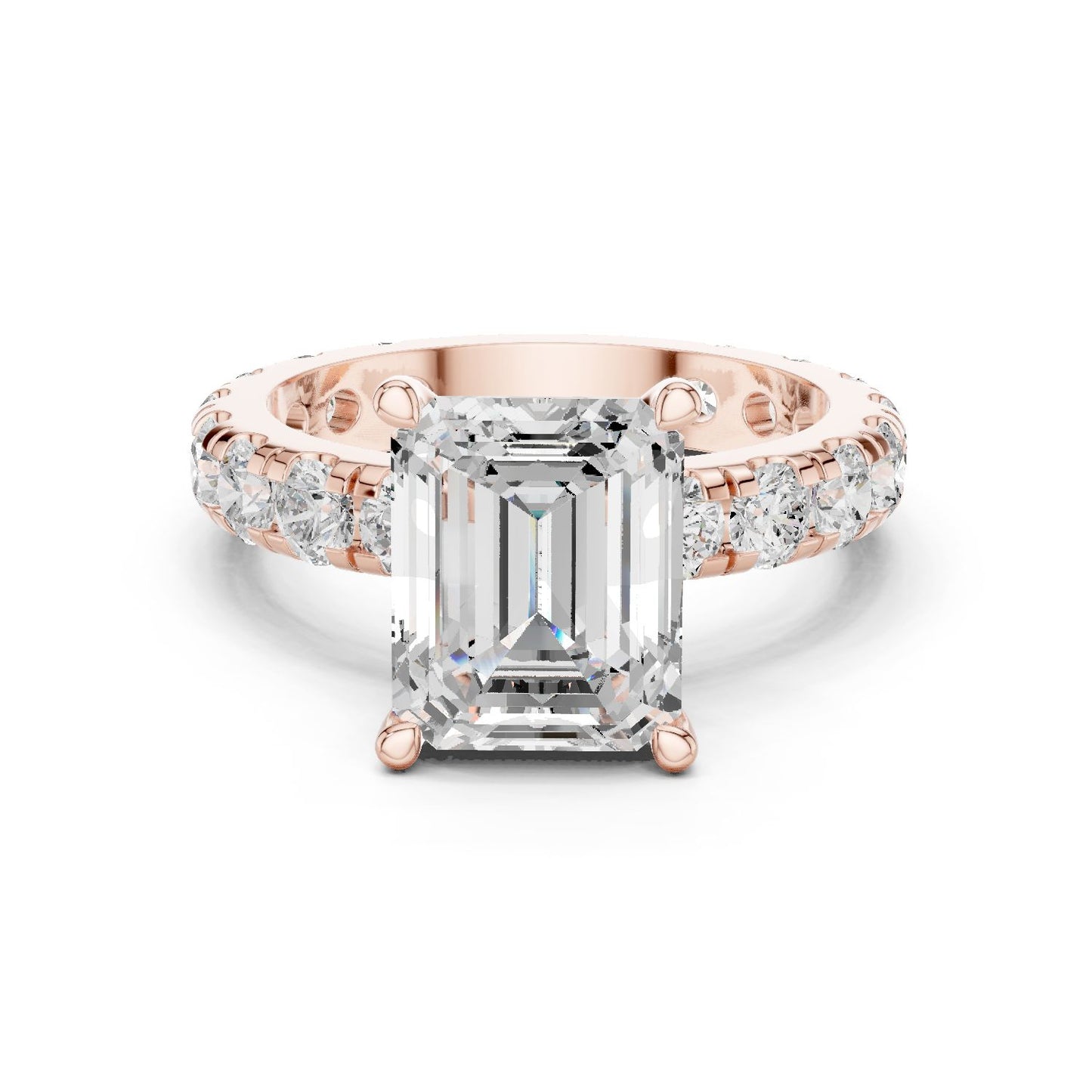 Emerald Lab Grown Diamond Pave Engagement Ring