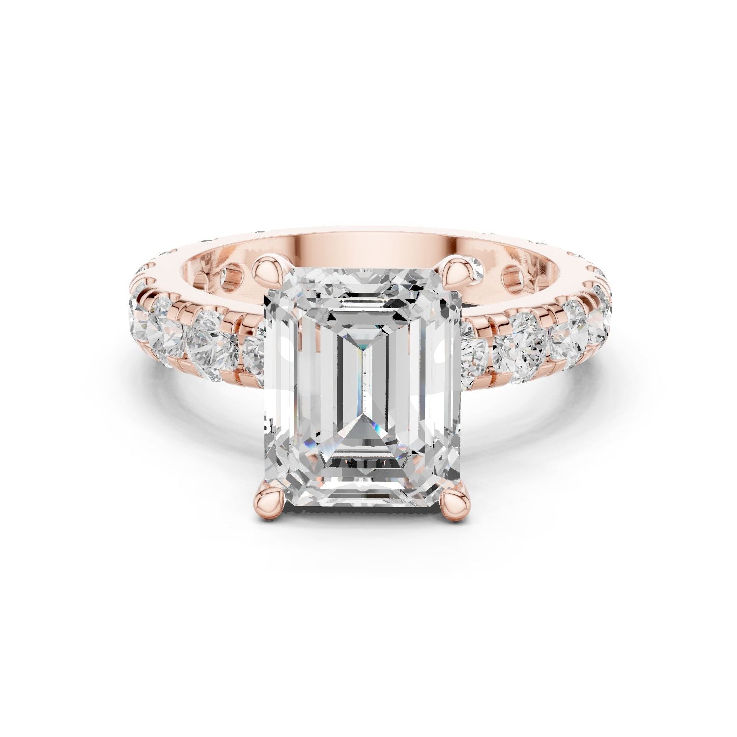 Emerald Lab Grown Diamond Pave Engagement Ring