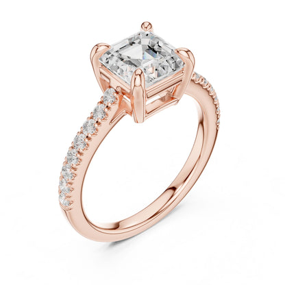 Emerald Lab Grown Diamond Pave Engagement Ring