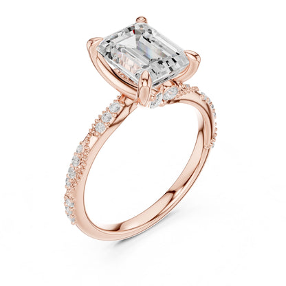 Emerald Lab Grown Diamond Pave Engagement Ring
