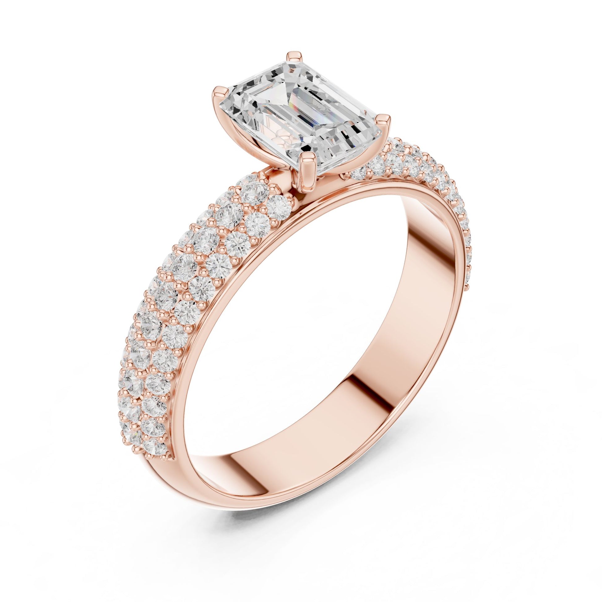 Emerald Lab Grown Diamond Pave Engagement Ring