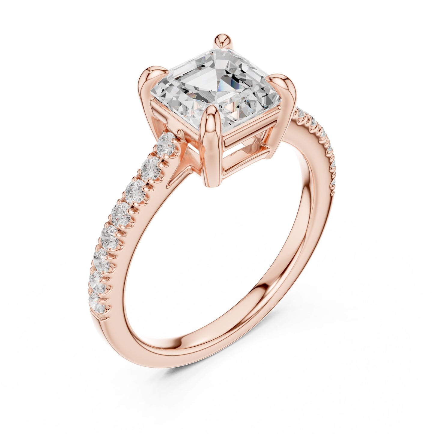 Emerald Lab Grown Diamond Pave Engagement Ring