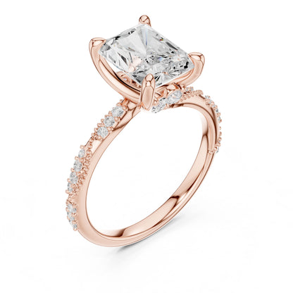 Emerald Lab Grown Diamond Pave Engagement Ring