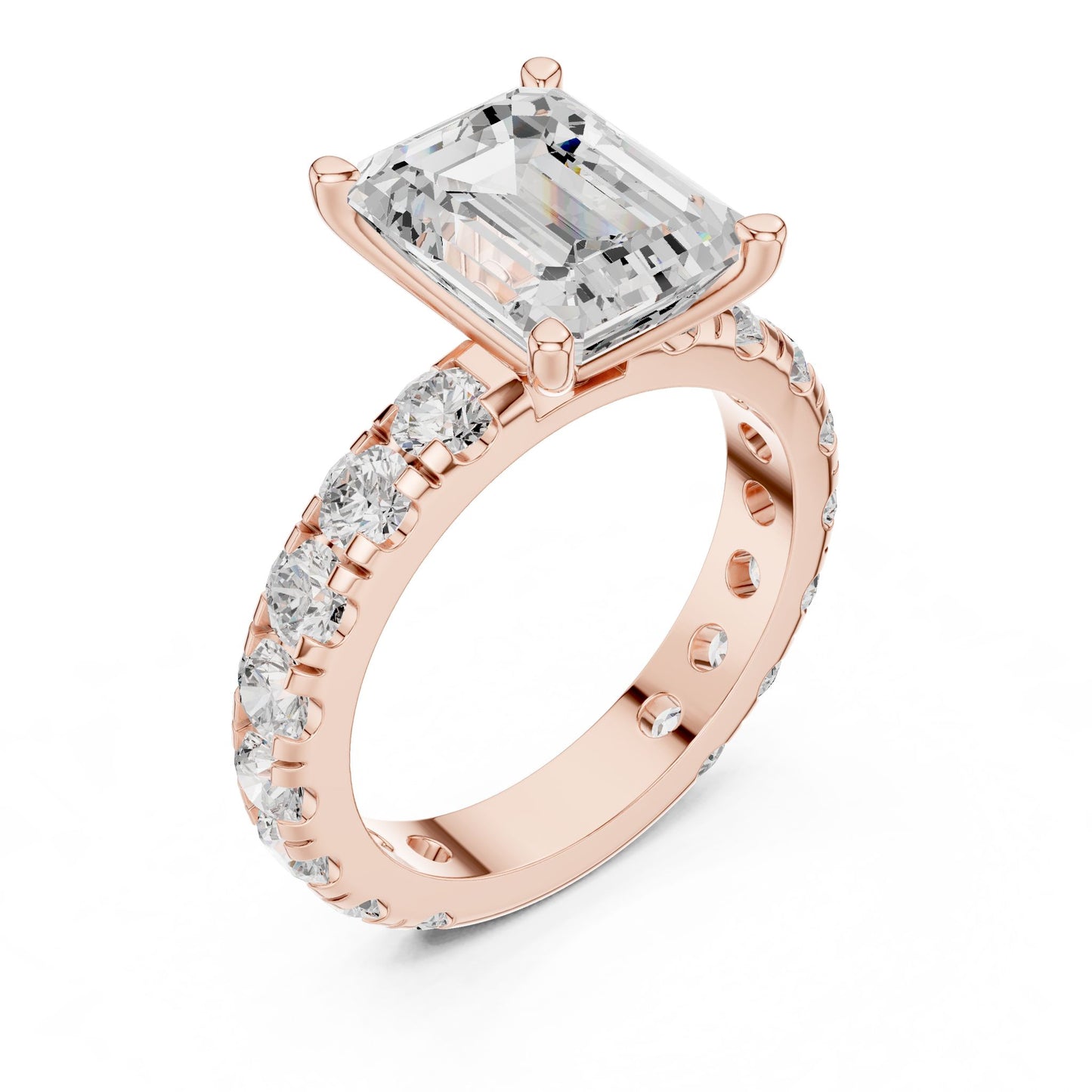 Emerald Lab Grown Diamond Pave Engagement Ring