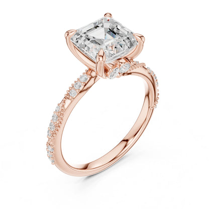 Emerald Lab Grown Diamond Pave Engagement Ring