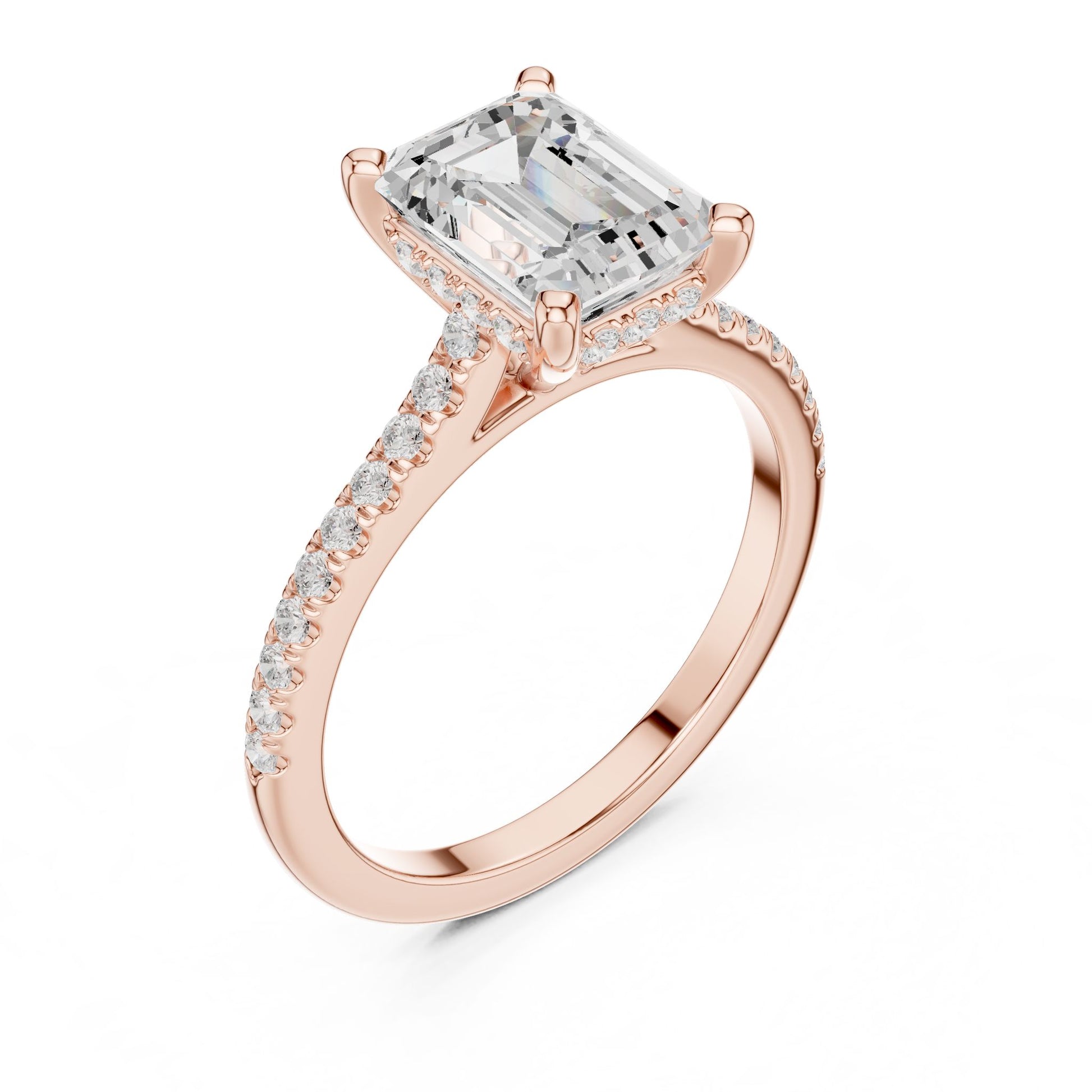 Emerald Lab Grown Diamond Pave Engagement Ring