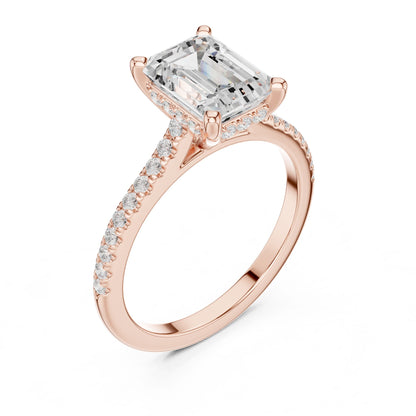 Emerald Lab Grown Diamond Pave Engagement Ring
