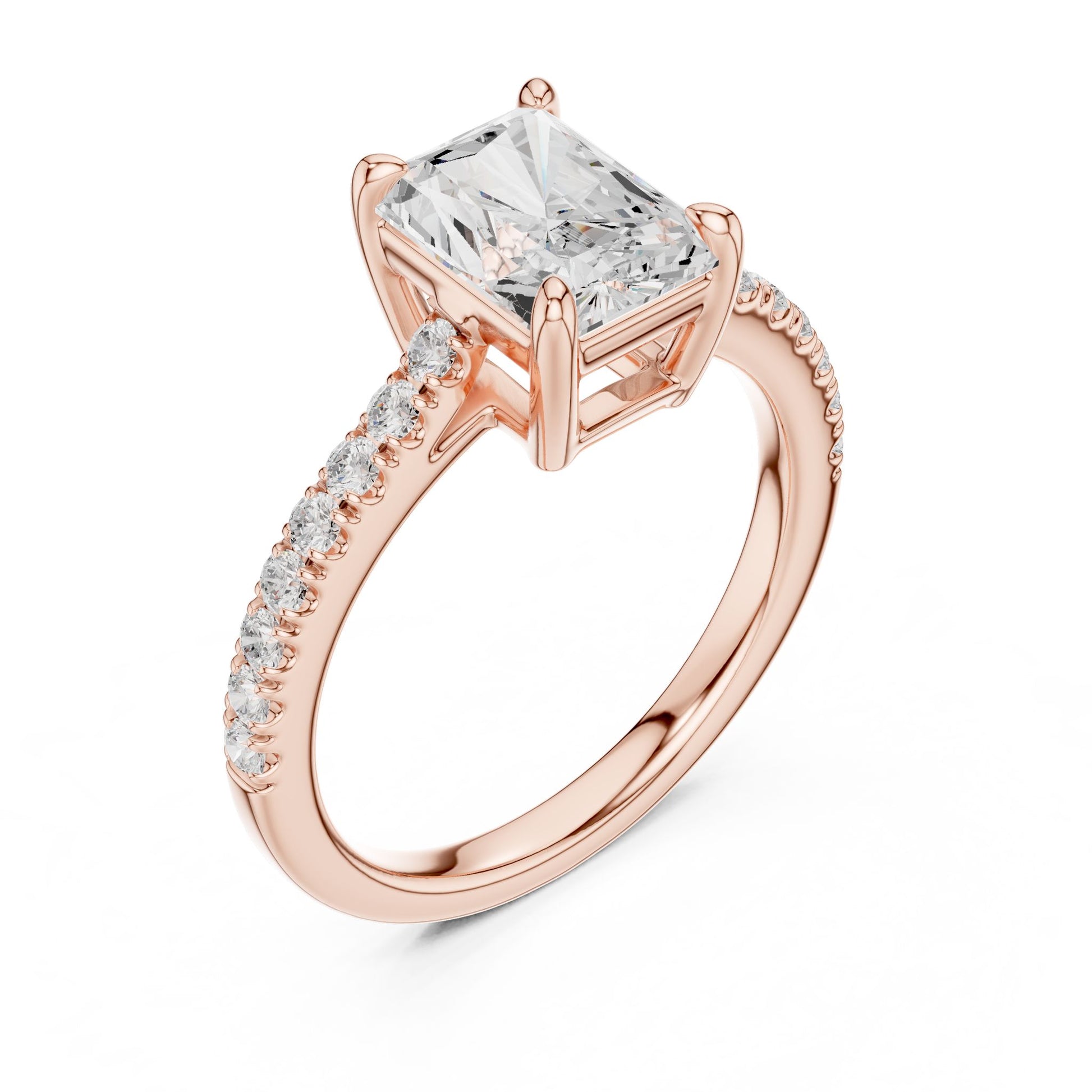 Emerald Lab Grown Diamond Pave Engagement Ring
