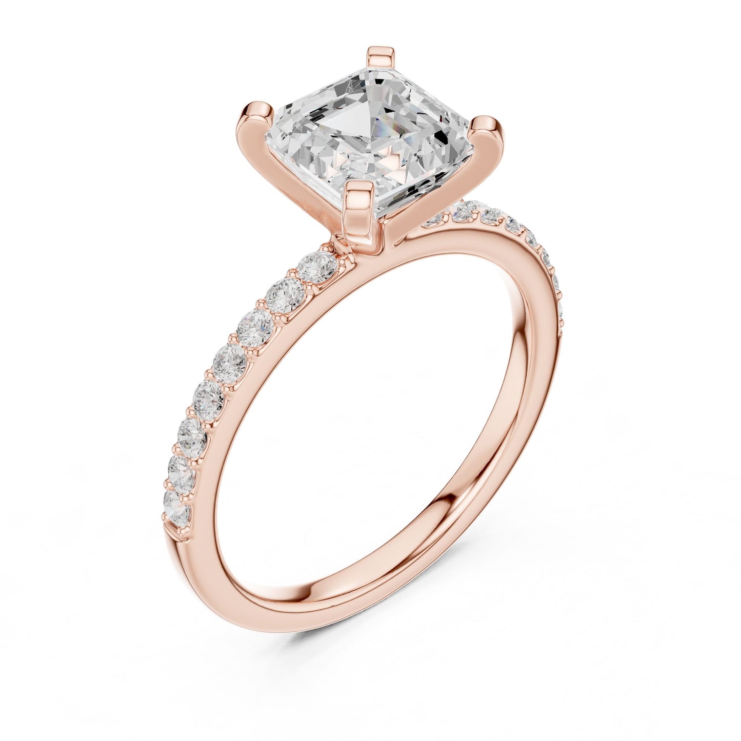 Emerald Lab Grown Diamond Pave Engagement Ring