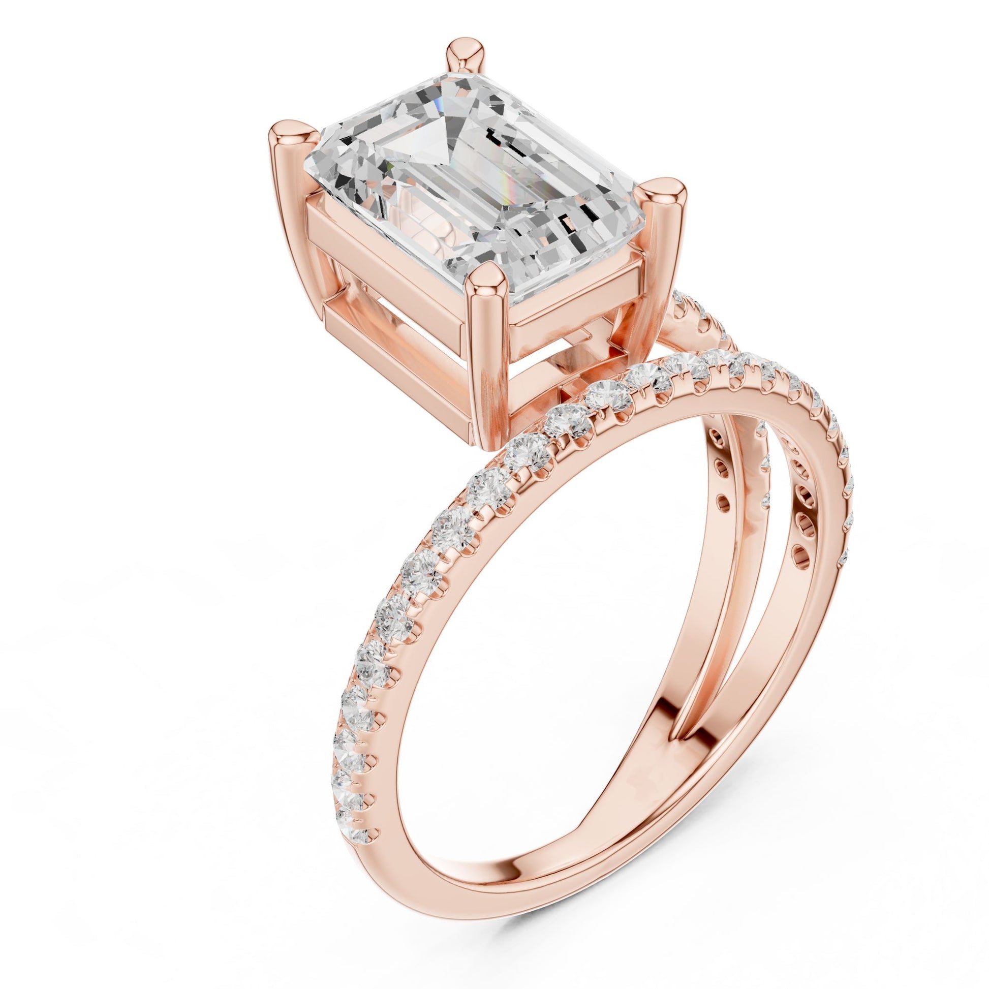 Emerald Lab Grown Diamond Pave Engagement Ring