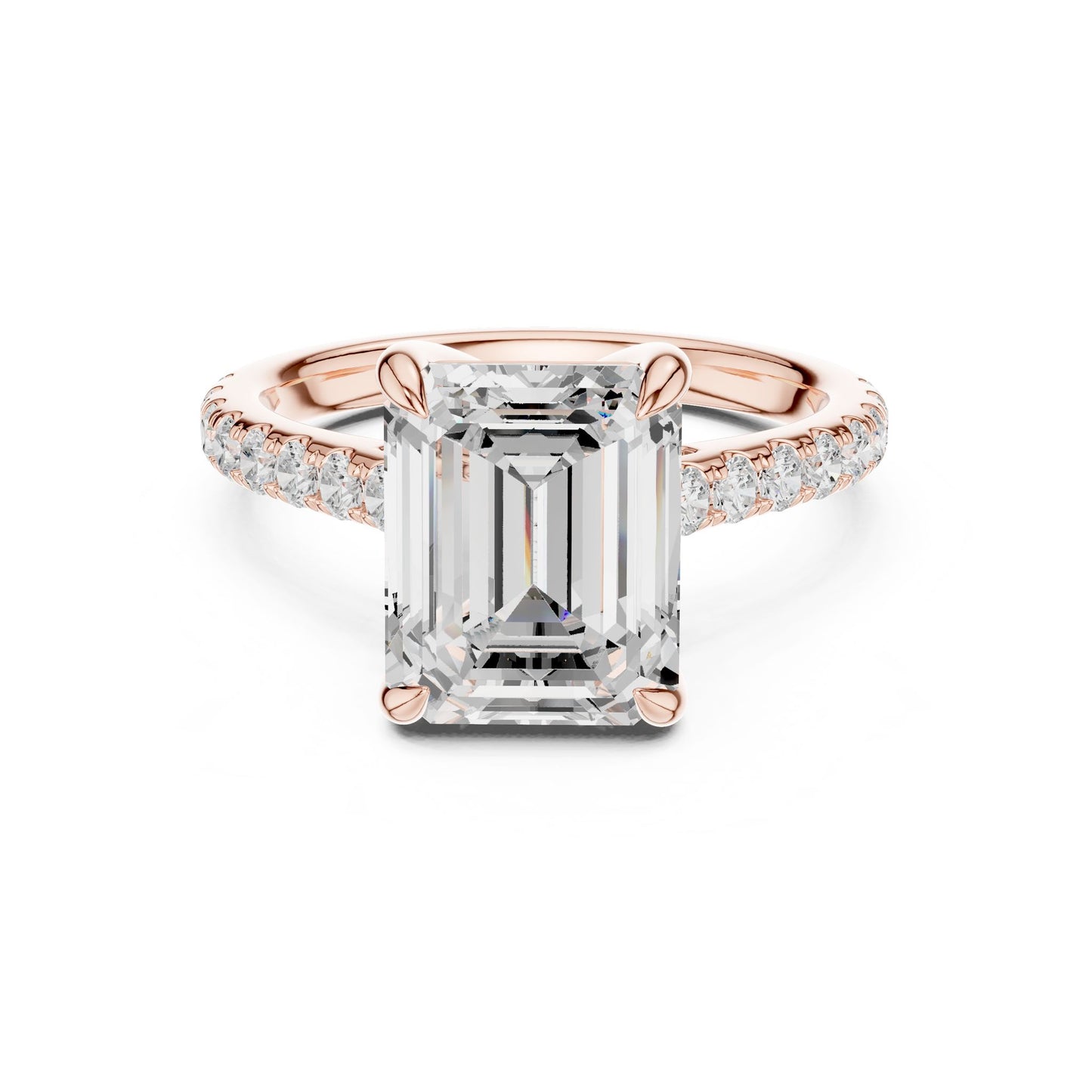 Emerald Lab Grown Diamond Pave Engagement Ring