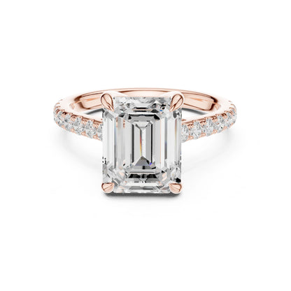 Emerald Lab Grown Diamond Pave Engagement Ring