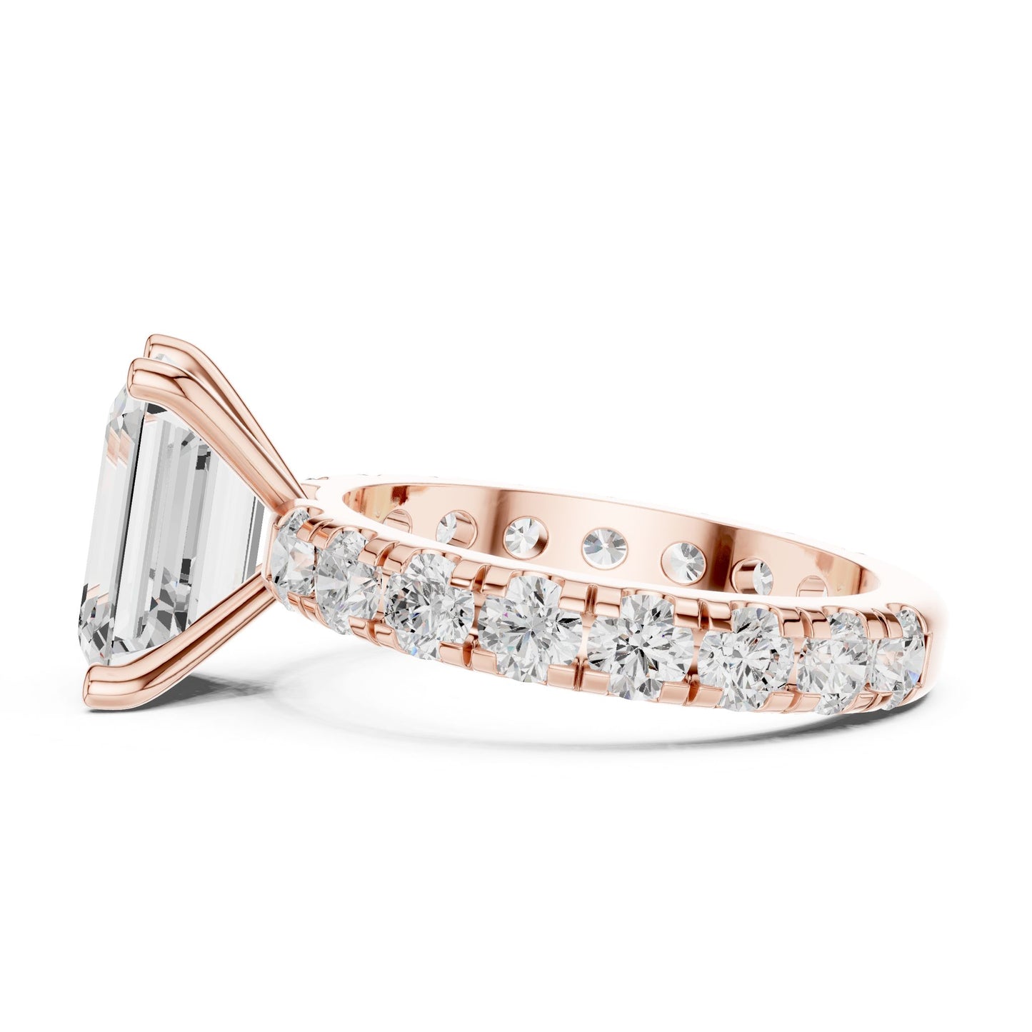 Emerald Lab Grown Diamond Pave Engagement Ring