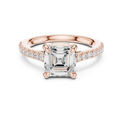 Emerald Lab Grown Diamond Pave Engagement Ring