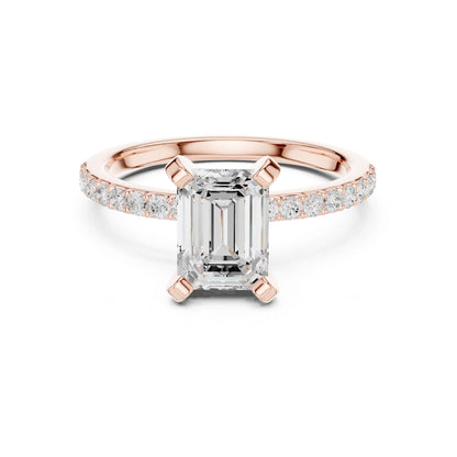 Emerald Lab Grown Diamond Pave Engagement Ring