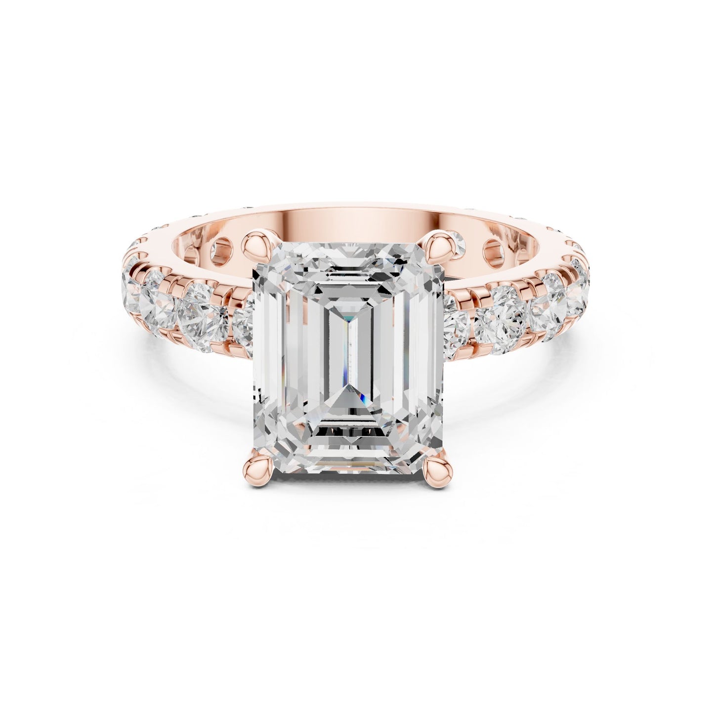 Emerald Lab Grown Diamond Pave Engagement Ring