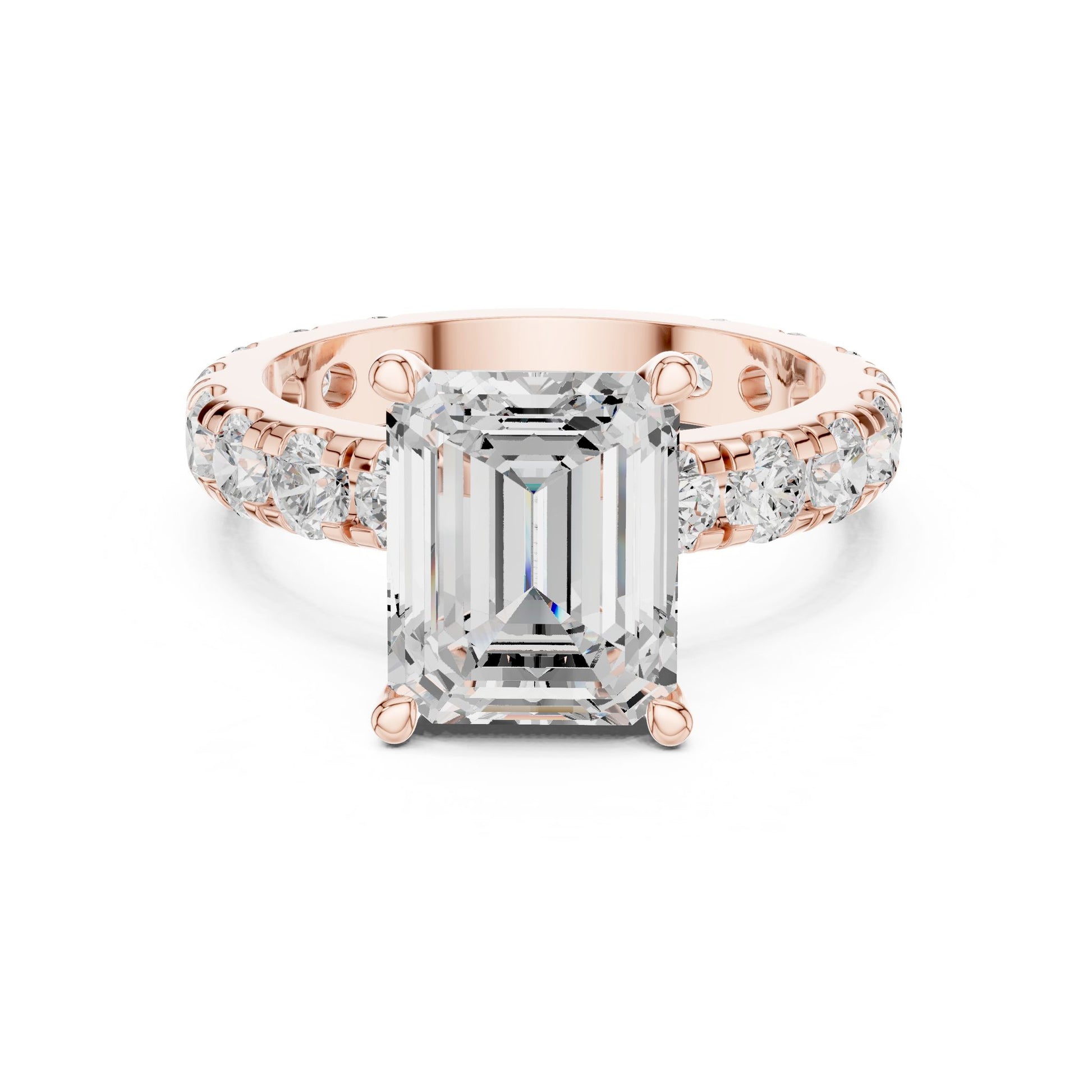Emerald Lab Grown Diamond Pave Engagement Ring