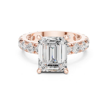 Emerald Lab Grown Diamond Pave Engagement Ring
