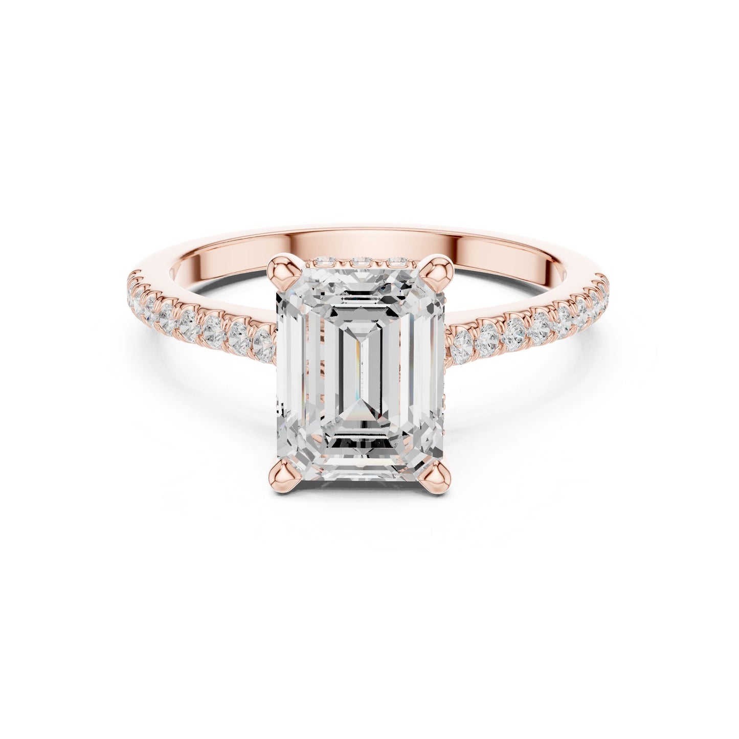 Emerald Lab Grown Diamond Pave Engagement Ring