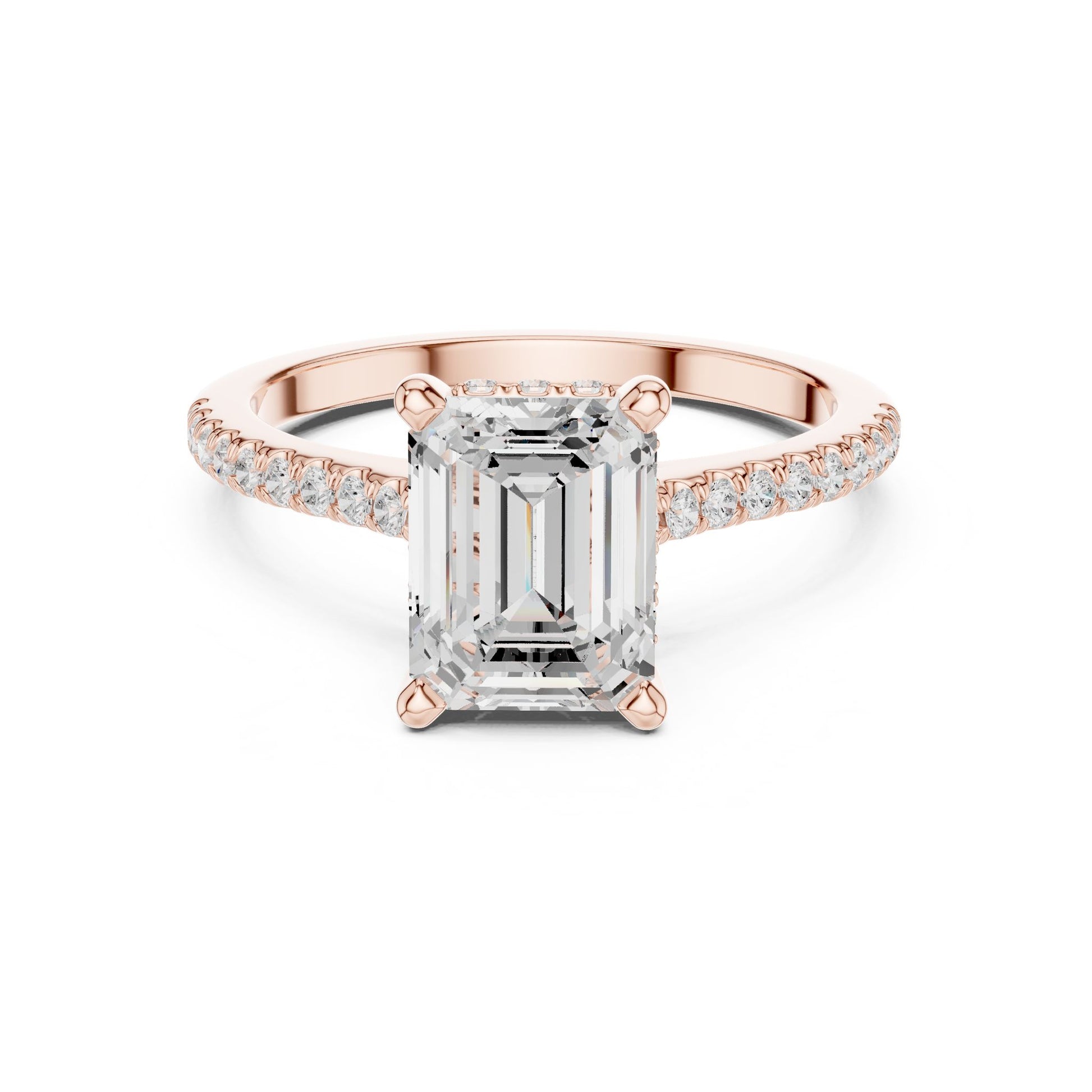 Emerald Lab Grown Diamond Pave Engagement Ring
