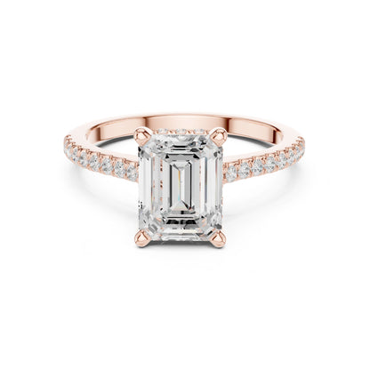 Emerald Lab Grown Diamond Pave Engagement Ring