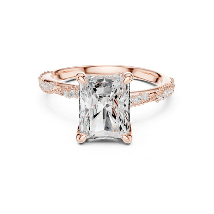 Emerald Lab Grown Diamond Pave Engagement Ring