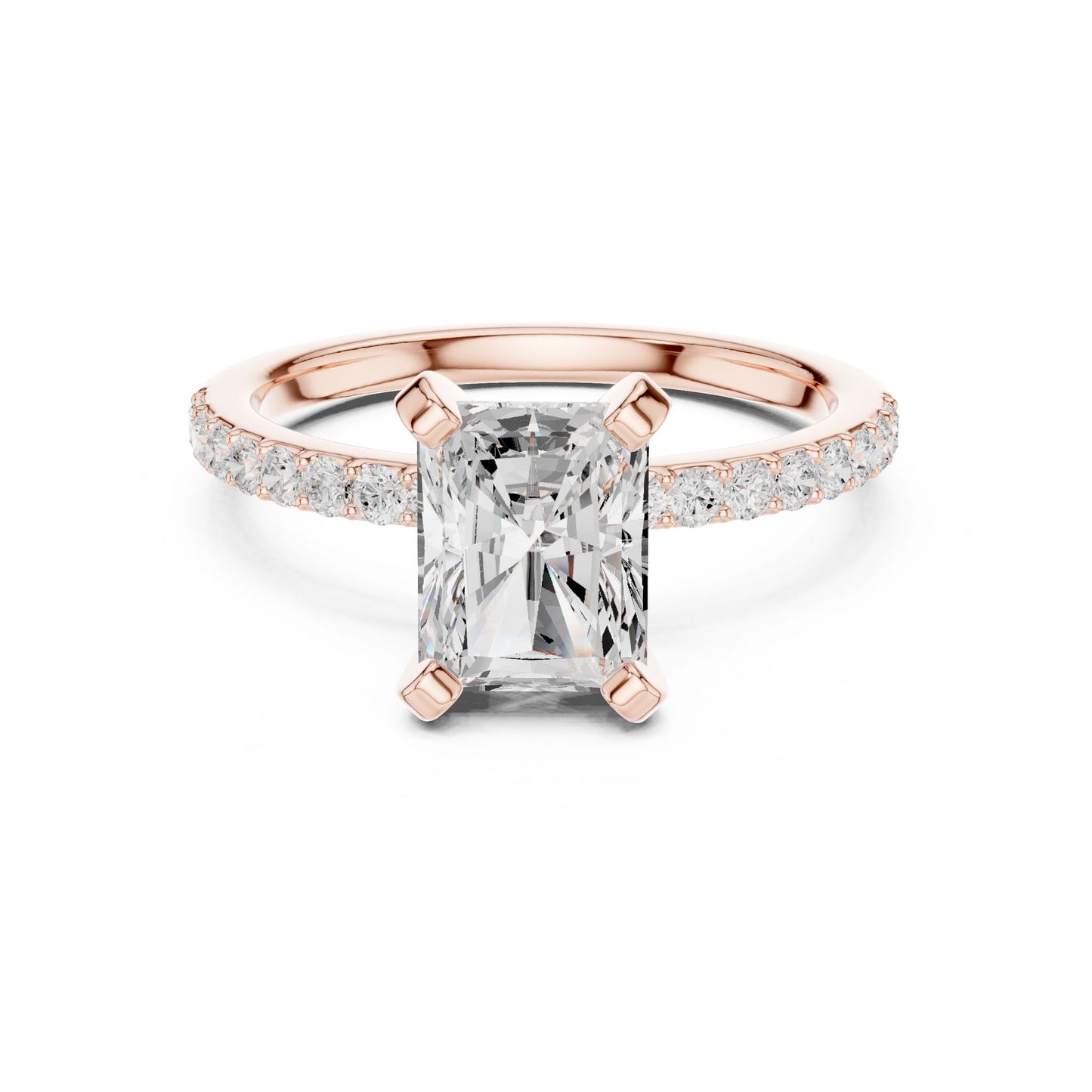 Emerald Lab Grown Diamond Pave Engagement Ring