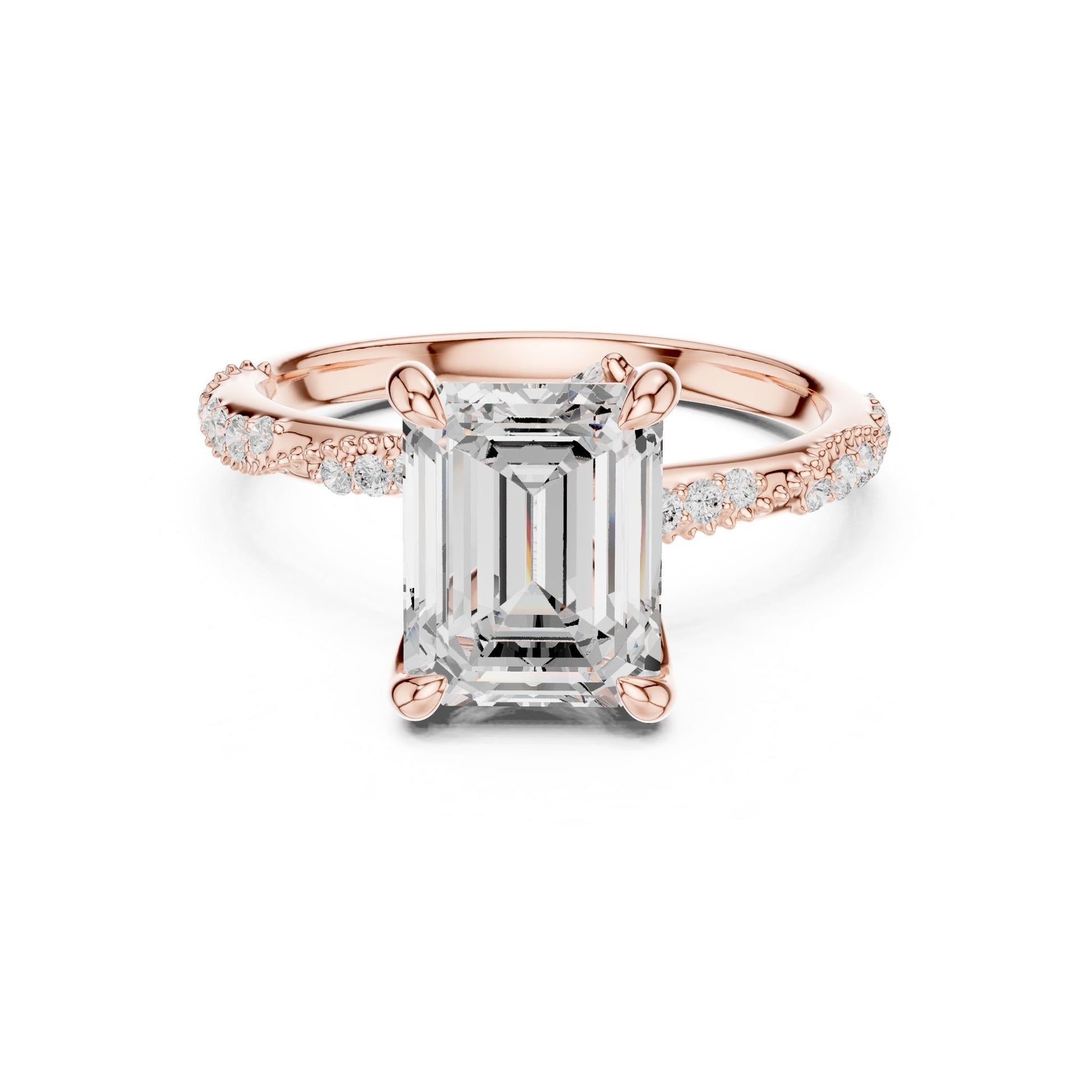 Emerald Lab Grown Diamond Pave Engagement Ring