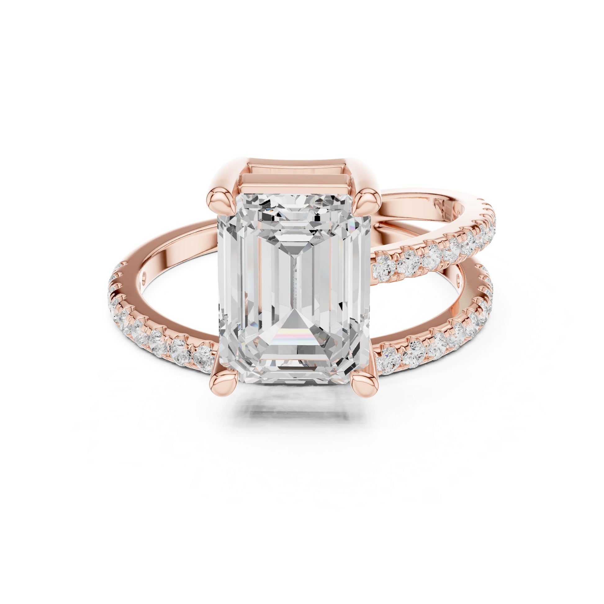 Emerald Lab Grown Diamond Pave Engagement Ring
