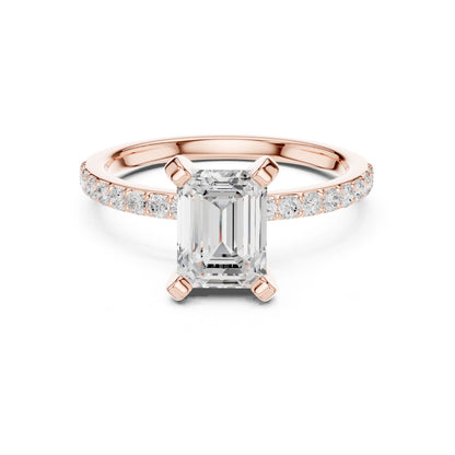 Emerald Lab Grown Diamond Pave Engagement Ring