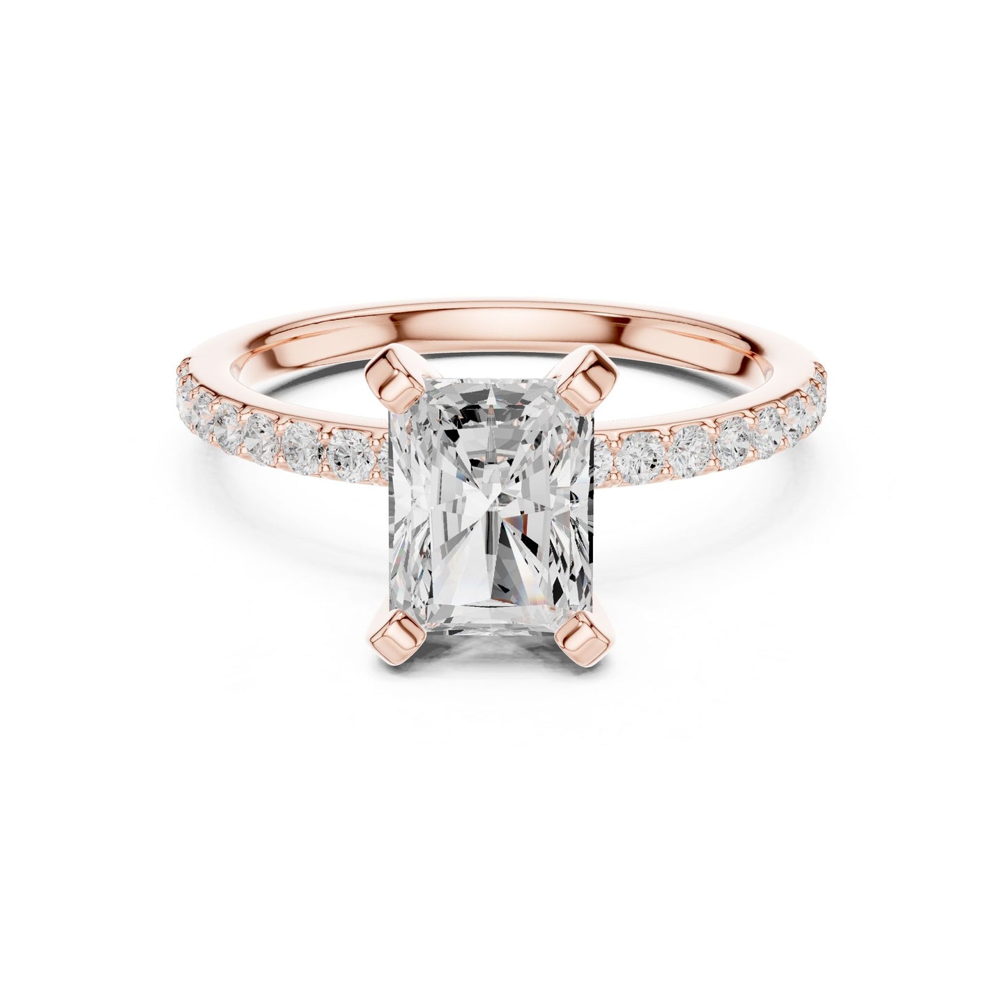Emerald Lab Grown Diamond Pave Engagement Ring