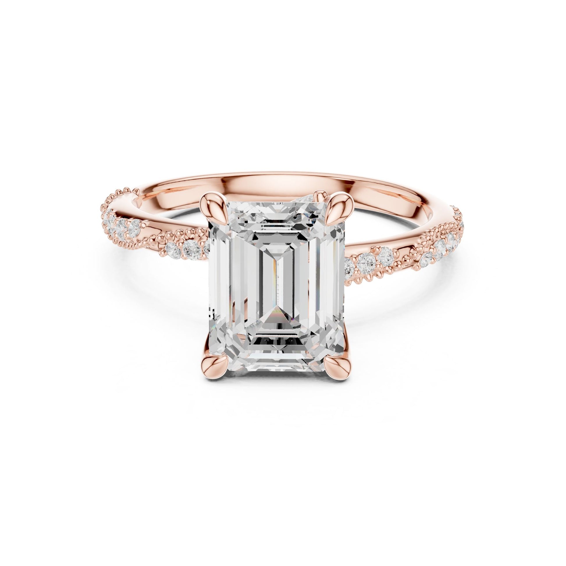 Emerald Lab Grown Diamond Pave Engagement Ring